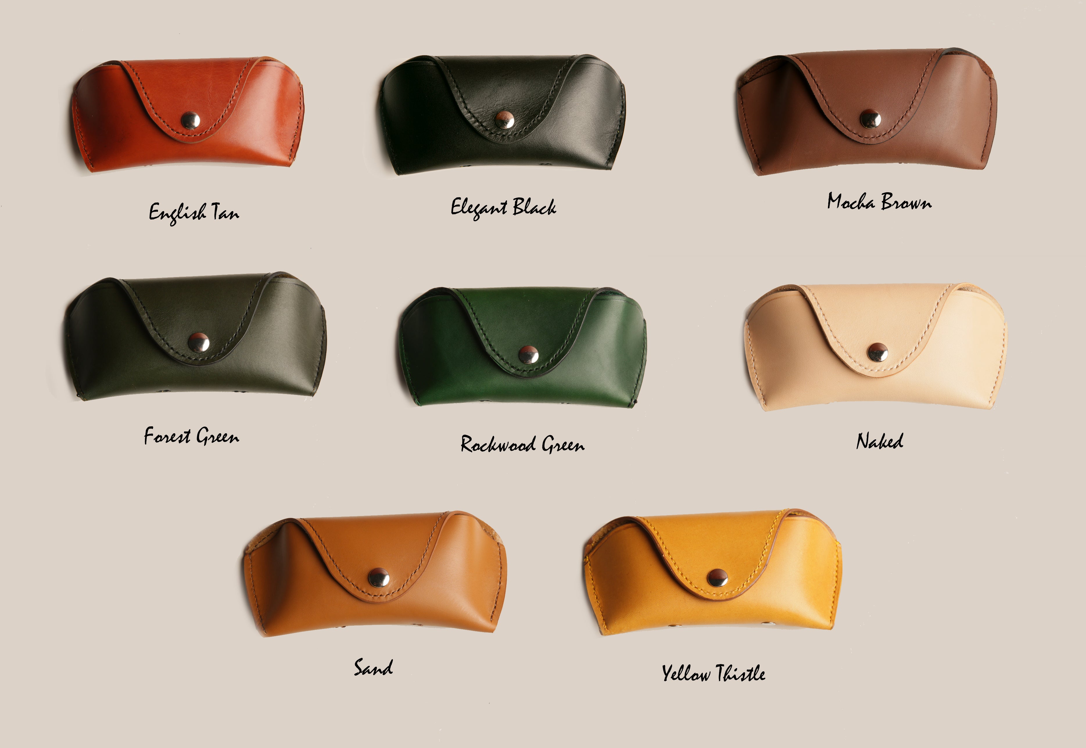 Handcrafted Leather Glasses Case with Decorative Stiching
