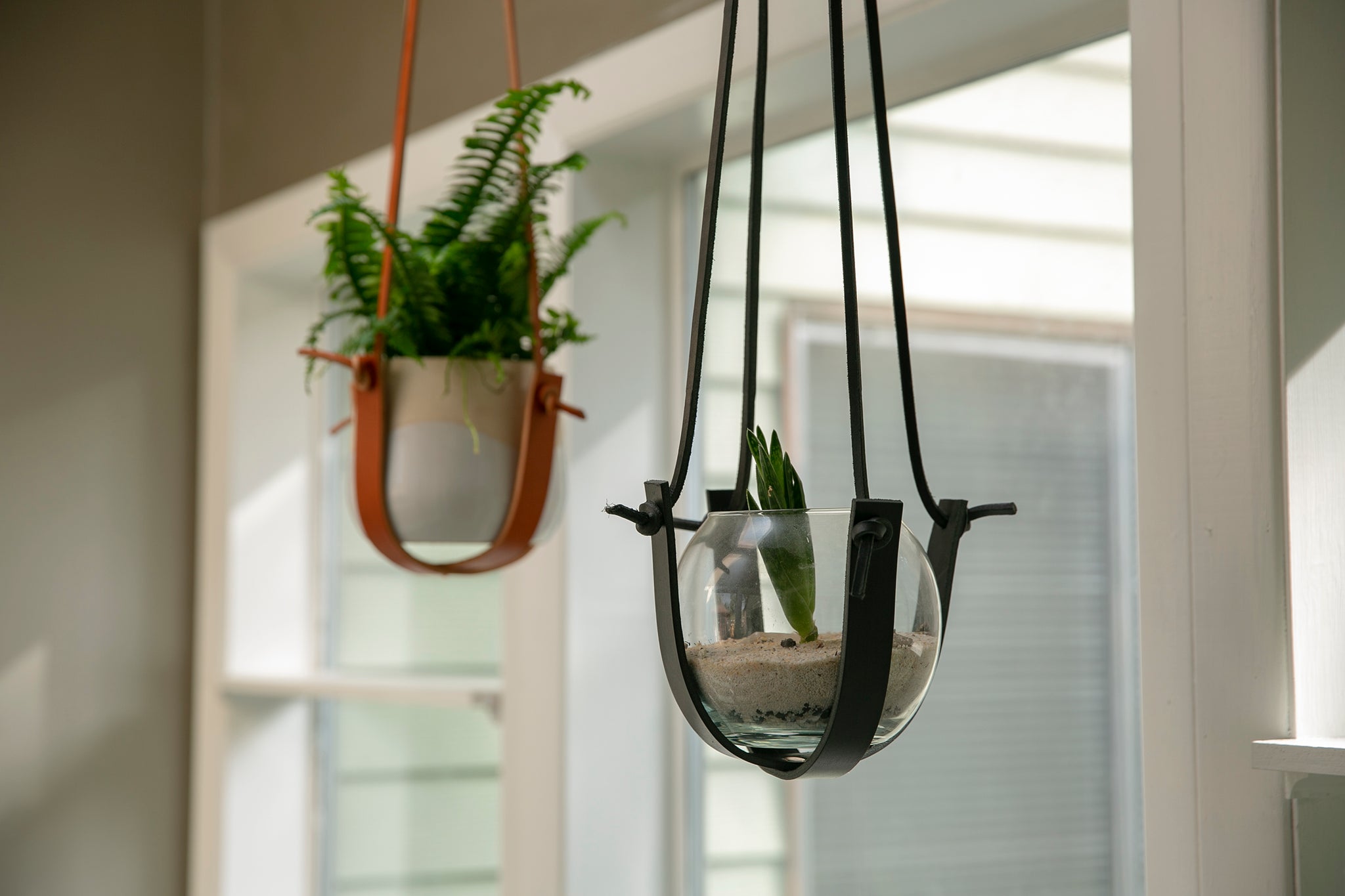 leather hanging plant holder Minimalist Leather Plant Hanger – Burrow Leather Goods