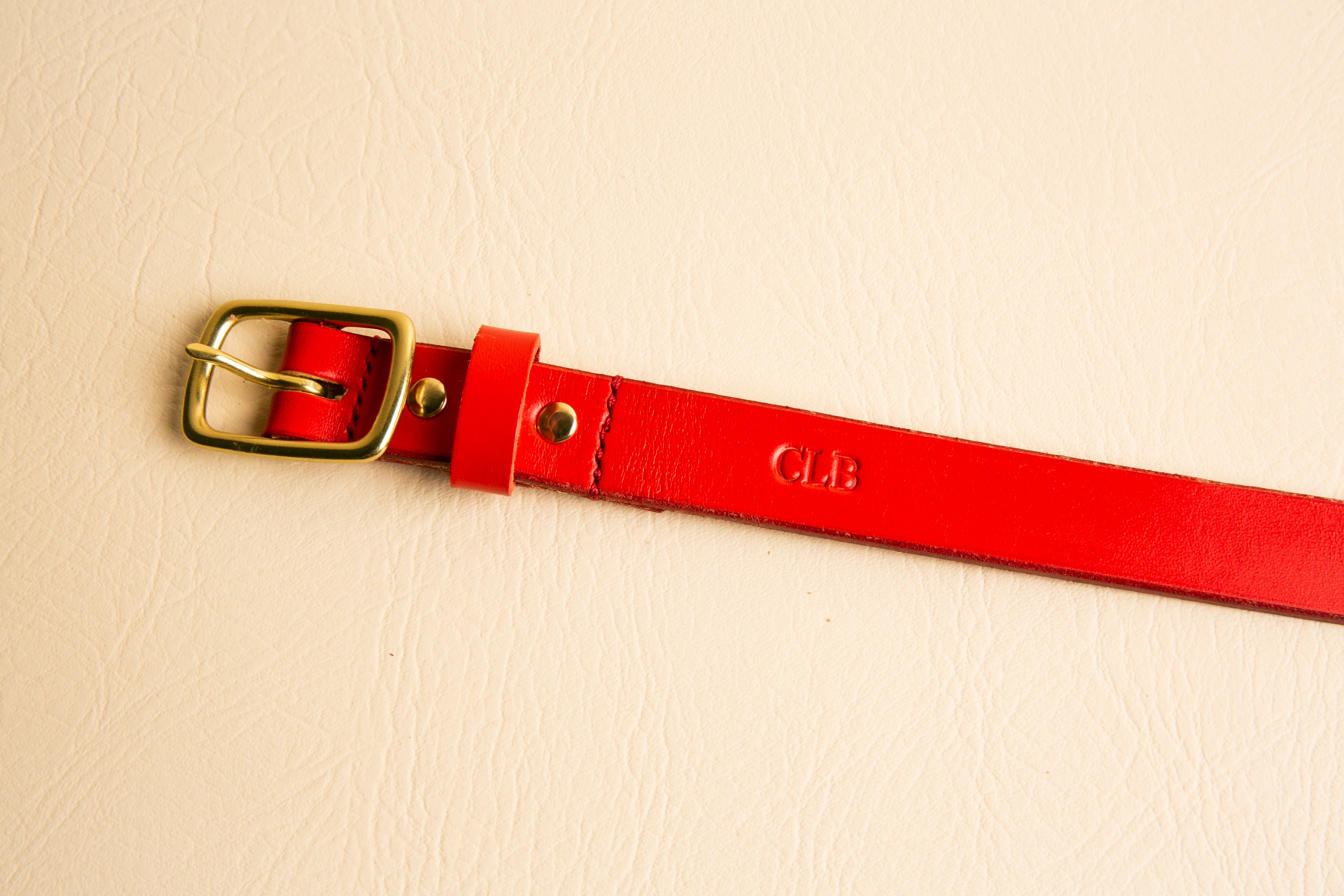 No.2 Slim Leather Belt in Ruby Red.