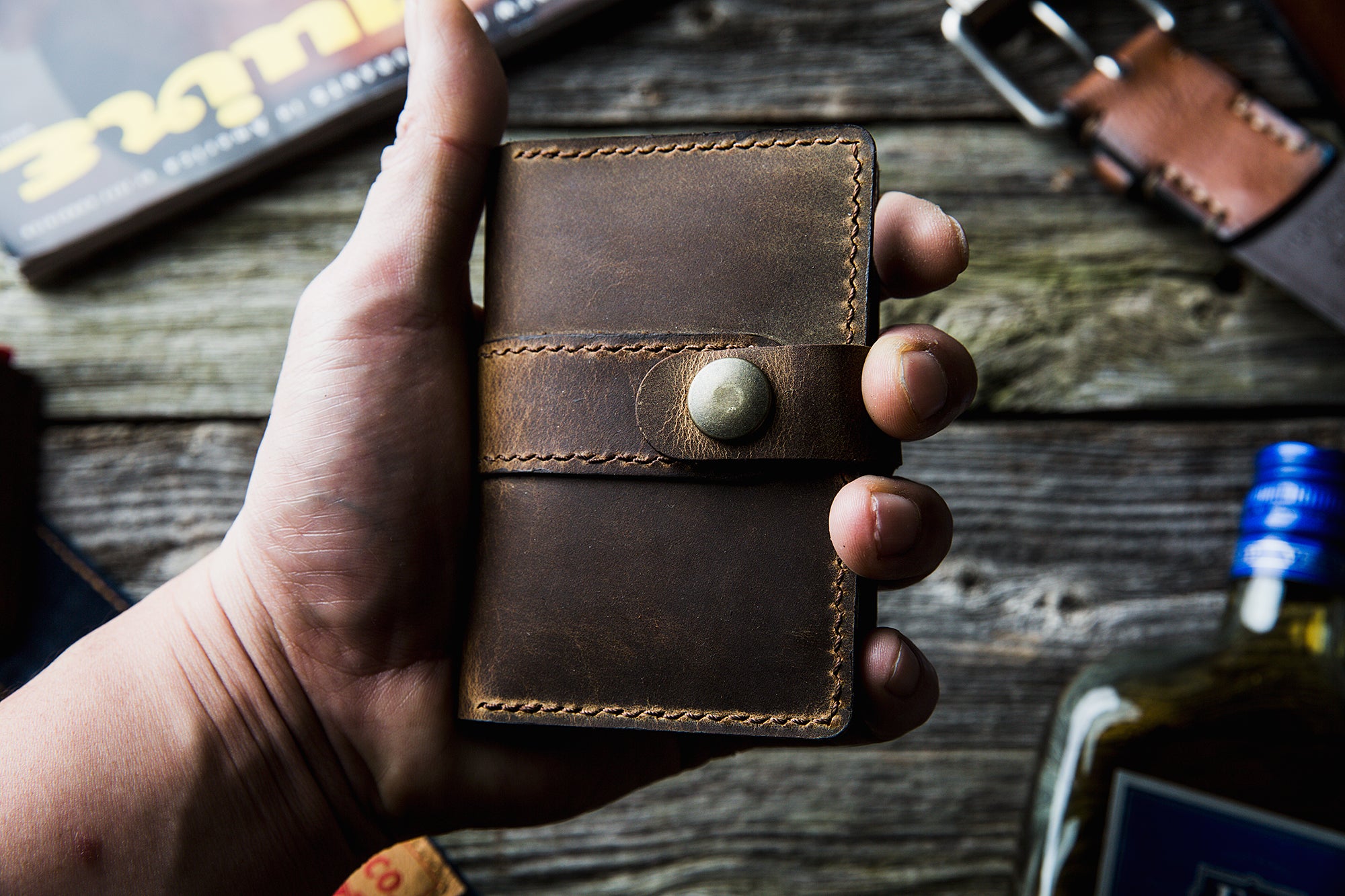 No. 501 Handcrafted Rugged Bi-Fold Wallet with Fastener.