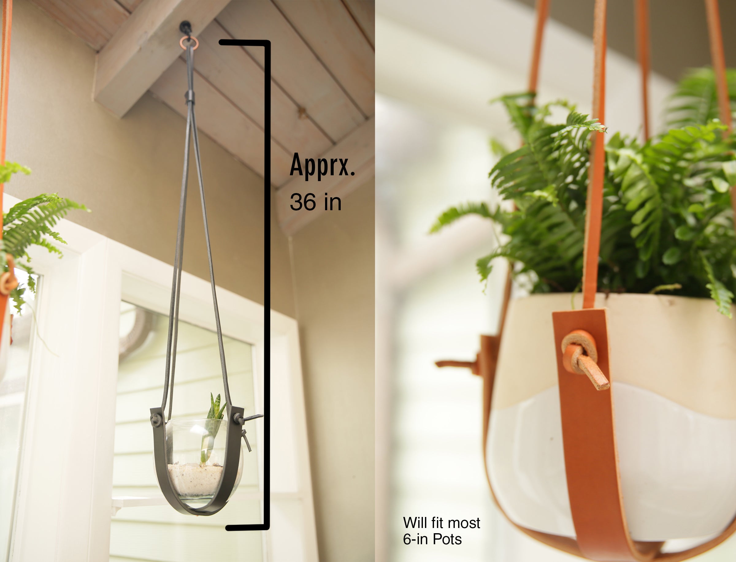 hanging planter leather Minimalist Leather Plant Hanger – Burrow Leather Goods