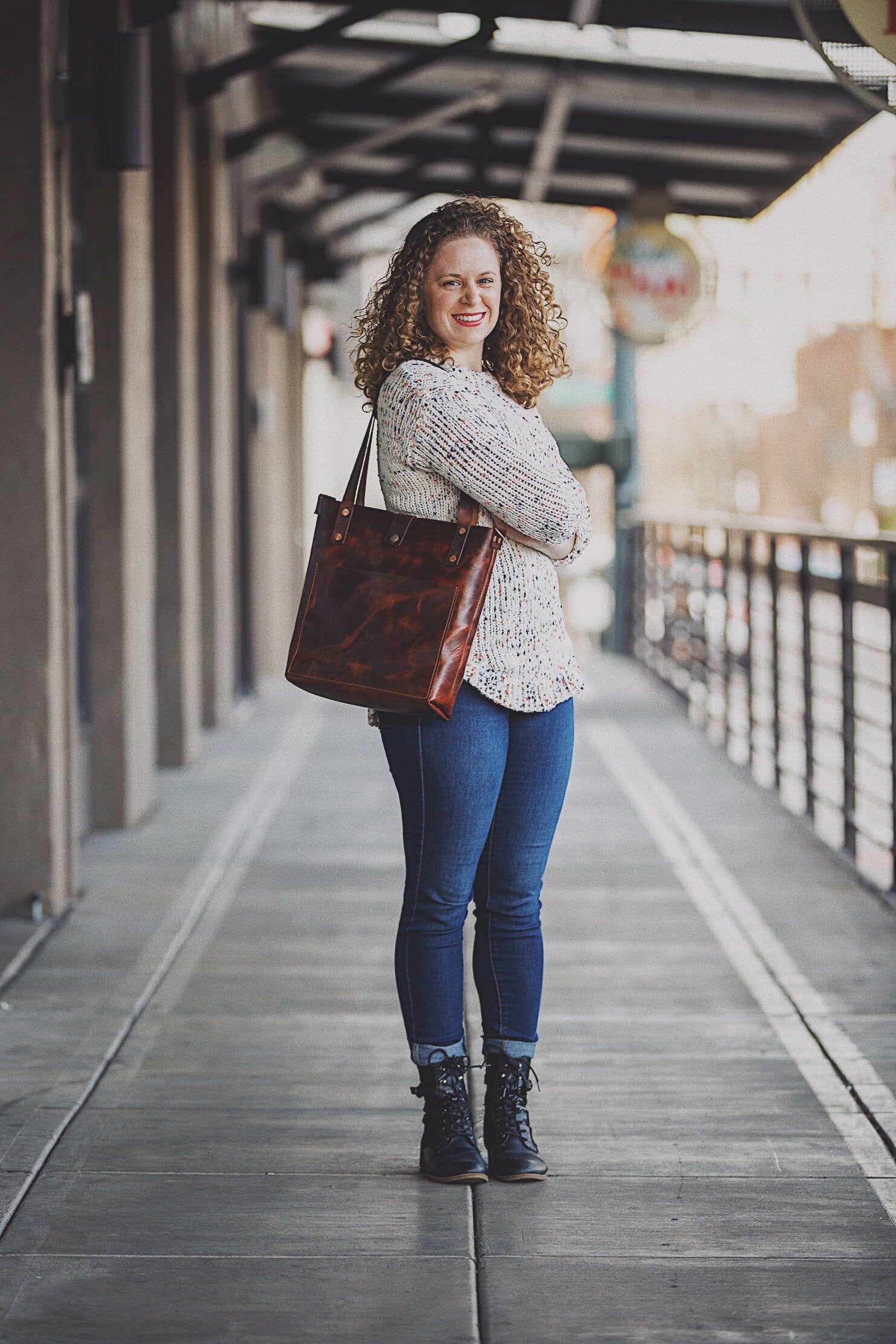 The Prairie. Handcrafted Classic Leather Tote Bag.