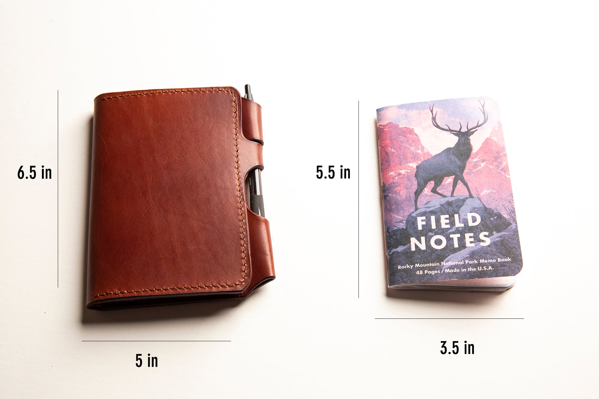 Leather Field Note Journal with Pen Holder